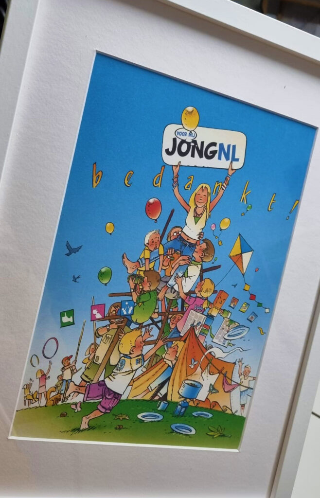 Een schilderij met prent om iemand te bedanken.